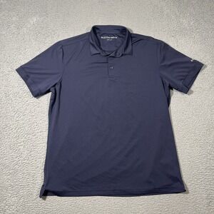 Mizzen + Main Polo Shirt Mens L Navy Blue Performance Stretch Golf Athletic Logo
